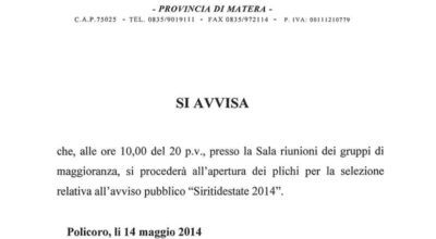 Apertura plichi Avviso Siritidestate 2014