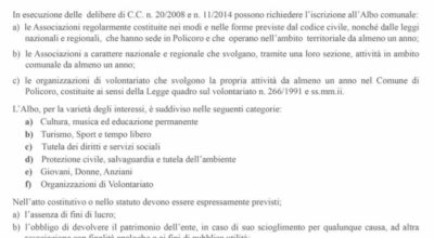 Albo comunale delle Associazioni – Avviso Pubblico