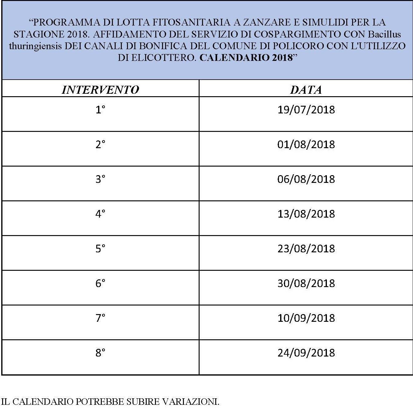 PROGRAMMA DI LOTTA FITOSANITARIA A ZANZARE E SIMULIDI PER LA STAGIONE 2018